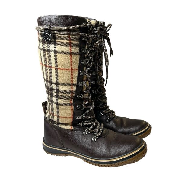 Pajar Canada Women’s Waterproof Tall Winter Sherpa Plaid Boots Size 8 - 8.5 - Picture 1 of 14